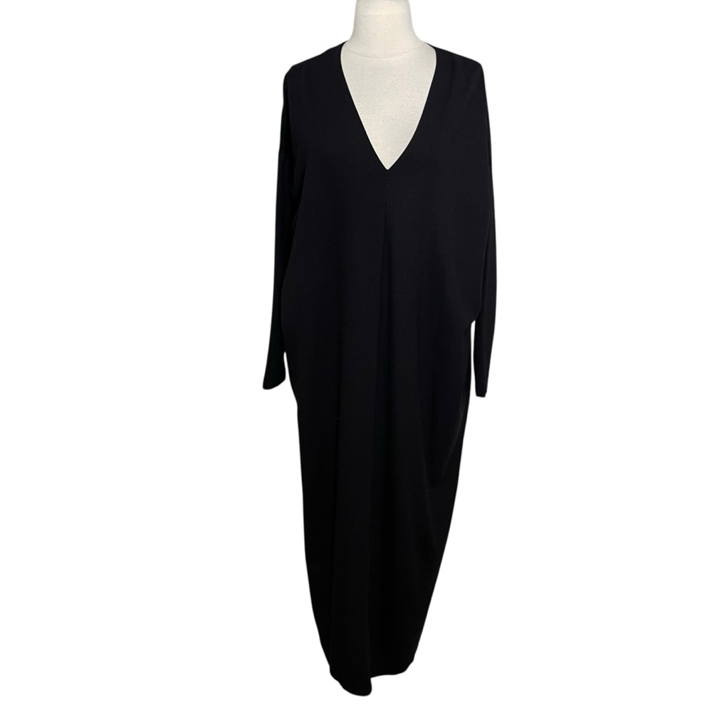 Bryn‎ Walker Black Maxi Dress Size Small Long Sleeve Modal Stretch Ankle Length